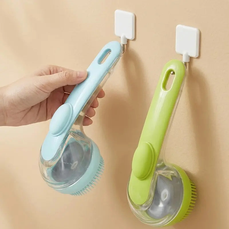 2026 New Universal 2-In-1 Pet Bath Brush - Ergo Grip, Plastic Body, Built-In Soap Dispenser, 8In×3In×4In Massage Aid, Reduces Shed While Washing, Boosts Blood Circulation for Dogs & Cats (Home Supplies)