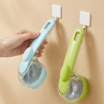 2026 New Universal 2-In-1 Pet Bath Brush - Ergo Grip, Plastic Body, Built-In Soap Dispenser, 8In×3In×4In Massage Aid, Reduces Shed While Washing, Boosts Blood Circulation for Dogs & Cats (Home Supplies)
