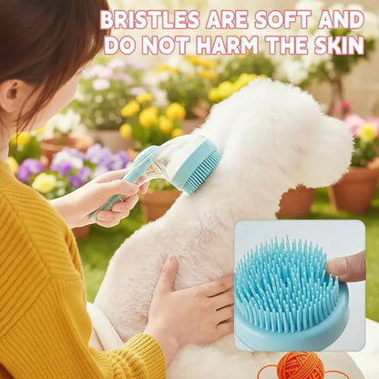 2026 New Universal 2-In-1 Pet Bath Brush - Ergo Grip, Plastic Body, Built-In Soap Dispenser, 8In×3In×4In Massage Aid, Reduces Shed While Washing, Boosts Blood Circulation for Dogs & Cats (Home Supplies)