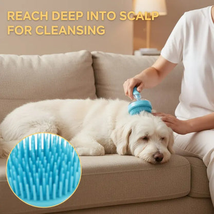 2026 New Universal 2-In-1 Pet Bath Brush - Ergo Grip, Plastic Body, Built-In Soap Dispenser, 8In×3In×4In Massage Aid, Reduces Shed While Washing, Boosts Blood Circulation for Dogs & Cats (Home Supplies)