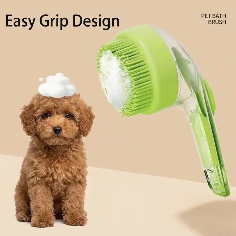 2026 New Universal 2-In-1 Pet Bath Brush - Ergo Grip, Plastic Body, Built-In Soap Dispenser, 8In×3In×4In Massage Aid, Reduces Shed While Washing, Boosts Blood Circulation for Dogs & Cats (Home Supplies)