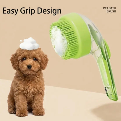 2026 New Universal 2-In-1 Pet Bath Brush - Ergo Grip, Plastic Body, Built-In Soap Dispenser, 8In×3In×4In Massage Aid, Reduces Shed While Washing, Boosts Blood Circulation for Dogs & Cats (Home Supplies)